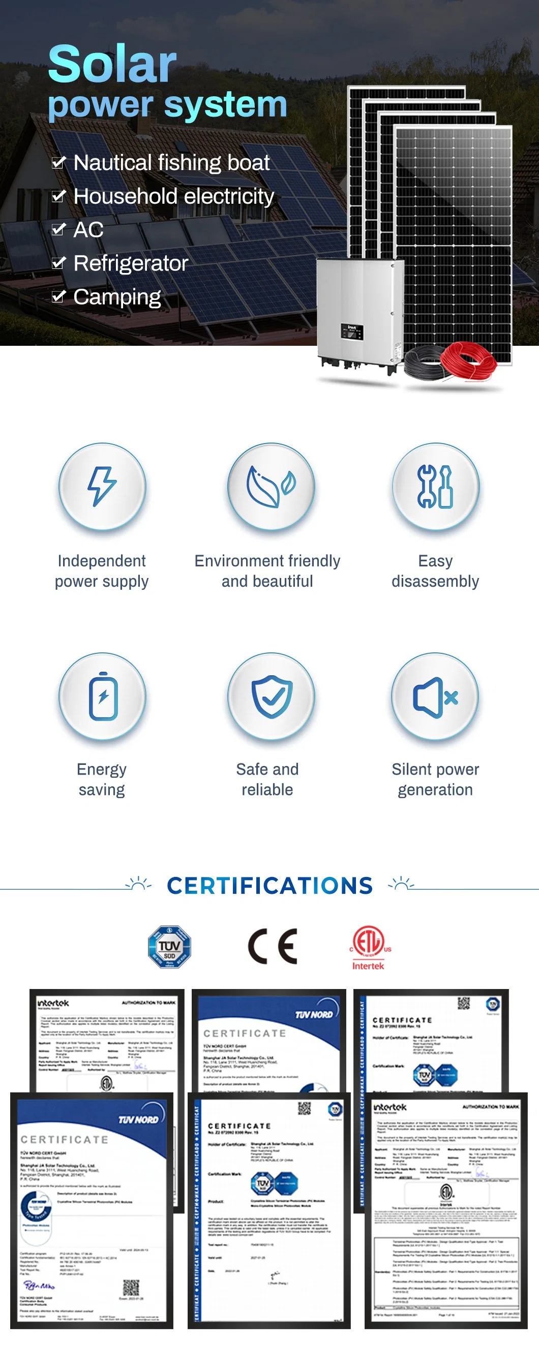 Prosky Rooftop Mount 12kw off Grid Solar System for 100 Meter Head Solar Water Pump System